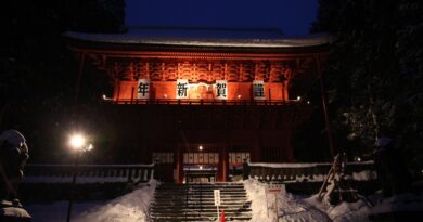 雪の夜の岩木山神社